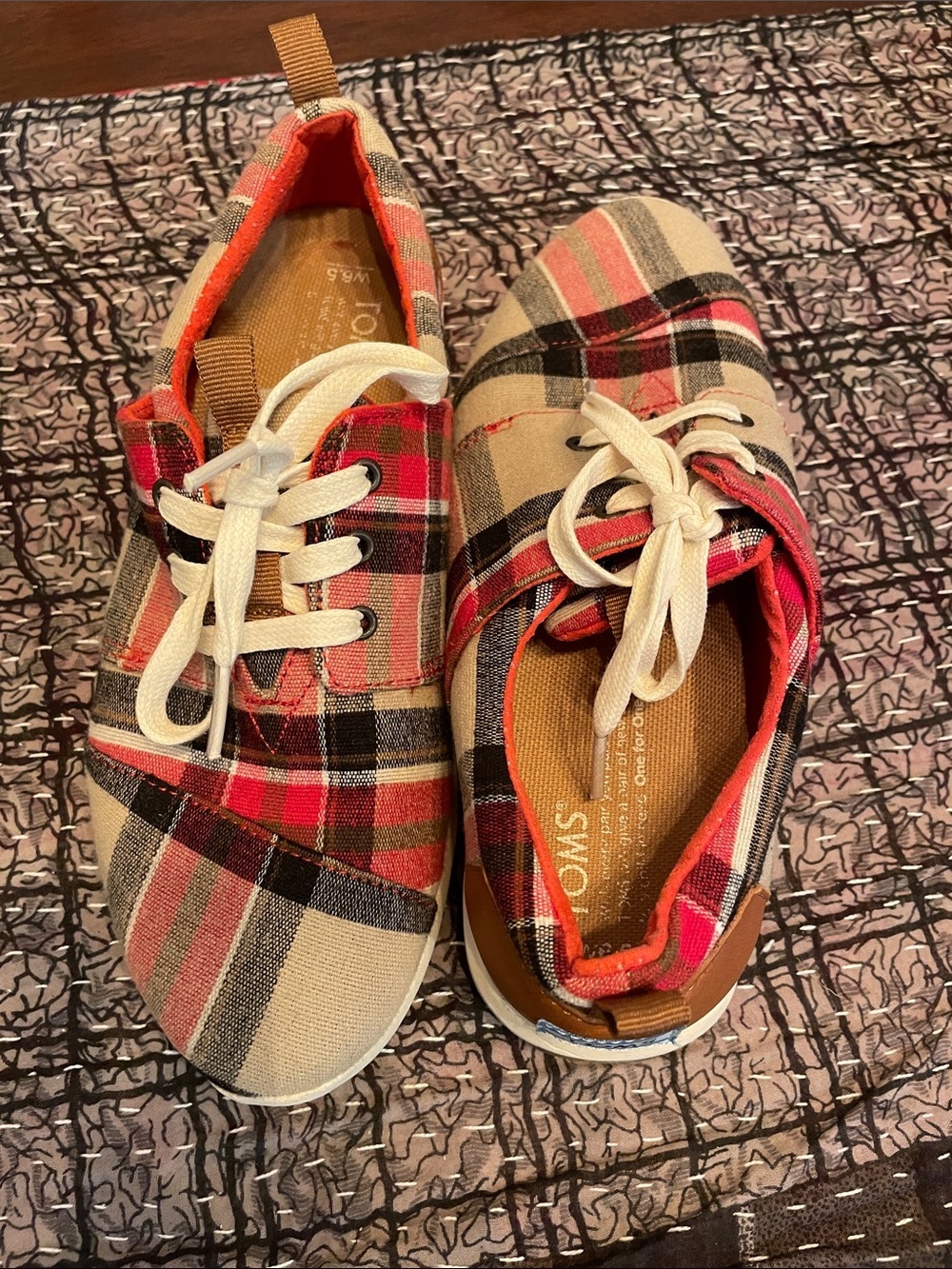 Toms Plaid Del Rey Canvas Lace-Up Plaid Sneakers